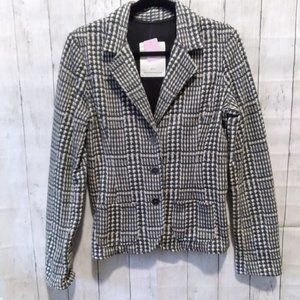 EUC Aeropostale Gray White Houndstooth Print Soft Blazer Jacket Size M
